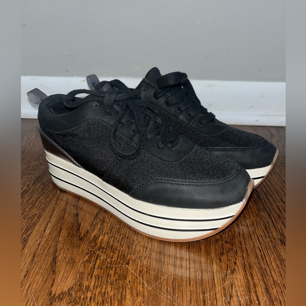 Zara platform sneakers, black